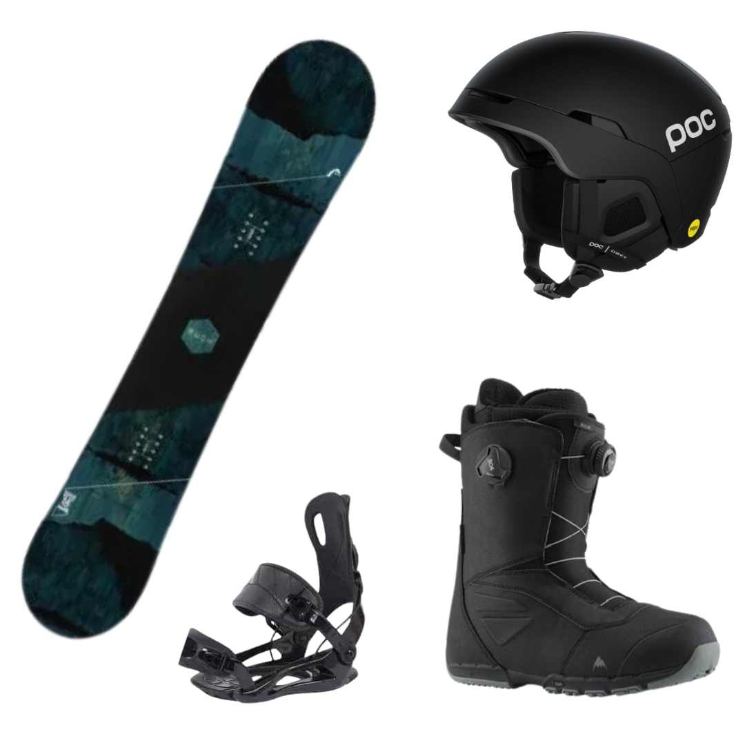 SNOWBOARD SET (SNOWBOARD, BOOTS AND HELMET)